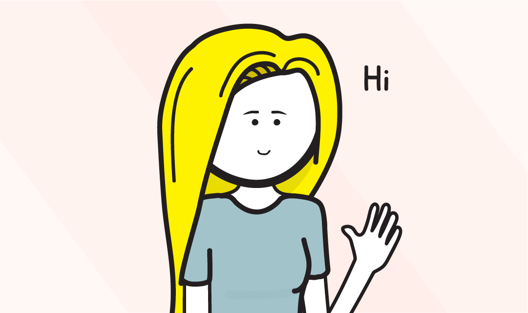Emily waving and saying hi